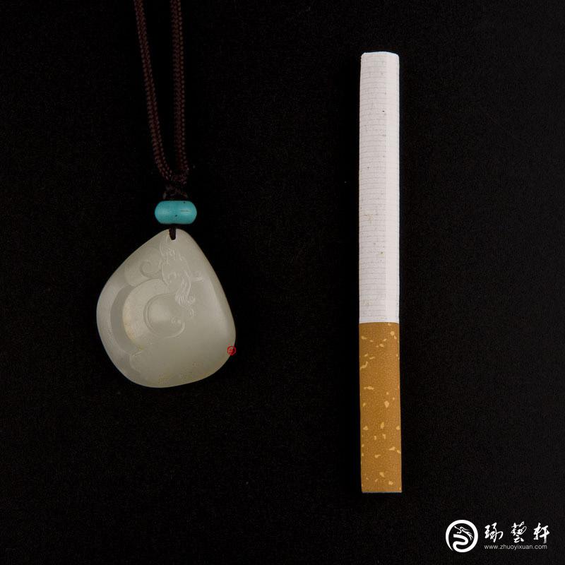 【琢艺轩】新疆和田玉白皮白玉籽玉挂件（独籽） 仿古龙 12.4克