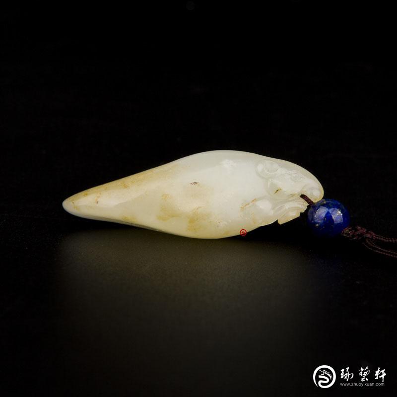 【琢艺轩】新疆和田玉黄皮白玉籽玉挂件 鼠 7.5克