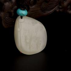 【琢艺轩】新疆和田玉白皮白玉籽玉挂件（独籽） 仿古龙 12.4克