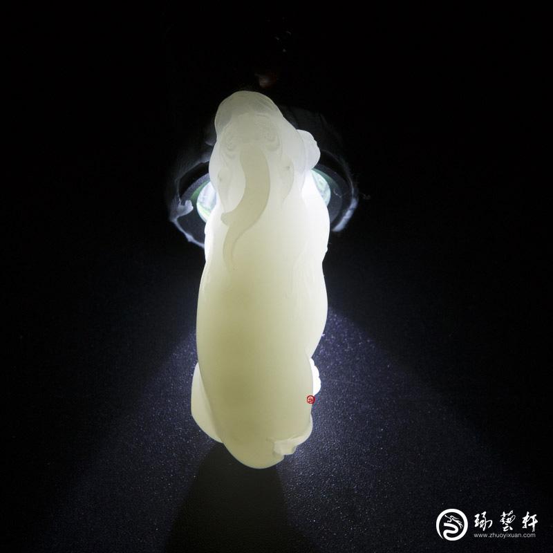 【琢艺轩】新疆和田玉黄皮羊脂白玉籽玉挂件 貔貅 24.5克