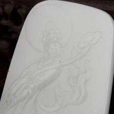 【琢藝軒】新疆和田玉白皮白玉籽玉玉牌 觀音 62.3克
