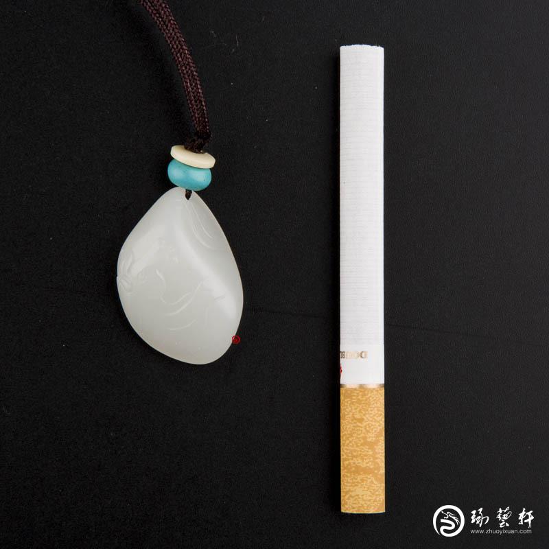 【琢藝軒】新疆和田玉白皮一級(jí)白玉籽玉掛件 十二生肖-馬 12.4克