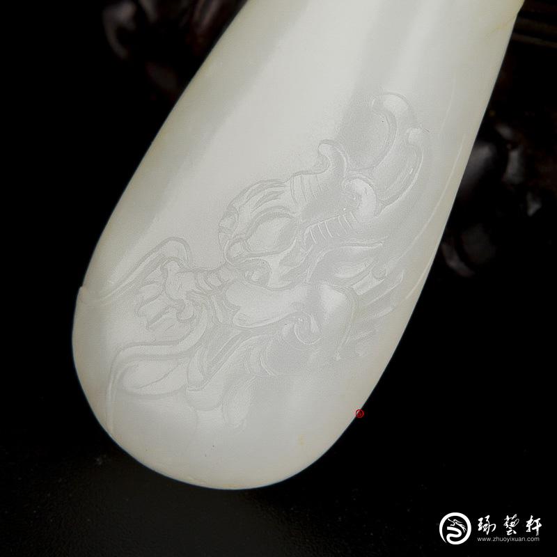 【琢藝軒】新疆和田玉黃皮一級白玉籽玉掛件 十二生肖-龍 11克