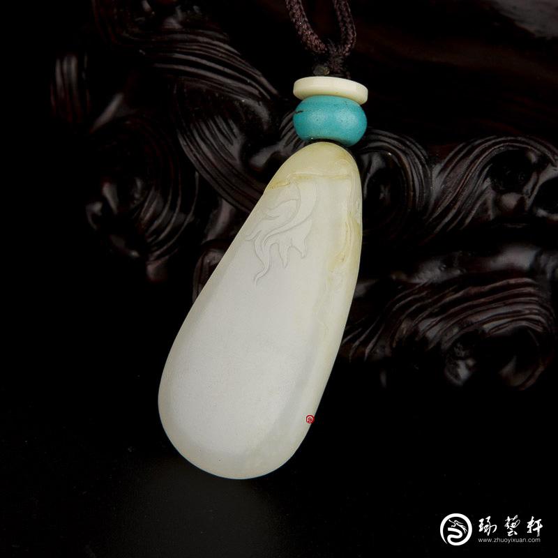 【琢藝軒】新疆和田玉黃皮一級白玉籽玉掛件 十二生肖-龍 11克