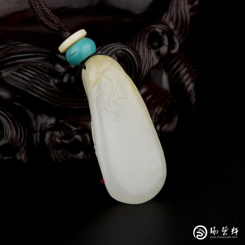 【琢藝軒】新疆和田玉黃皮一級白玉籽玉掛件 十二生肖-龍 11克