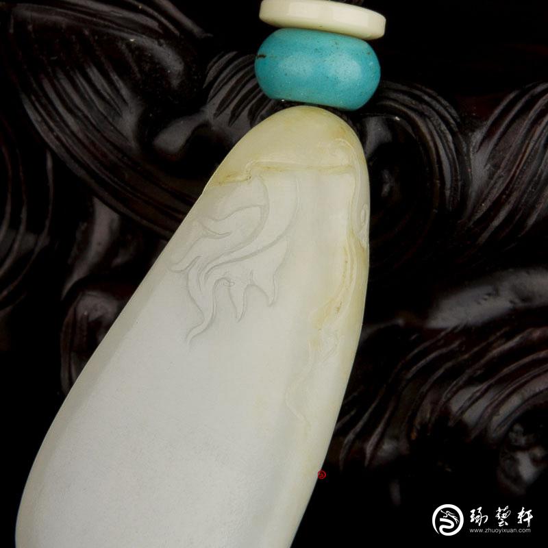 【琢藝軒】新疆和田玉黃皮一級白玉籽玉掛件 十二生肖-龍 11克