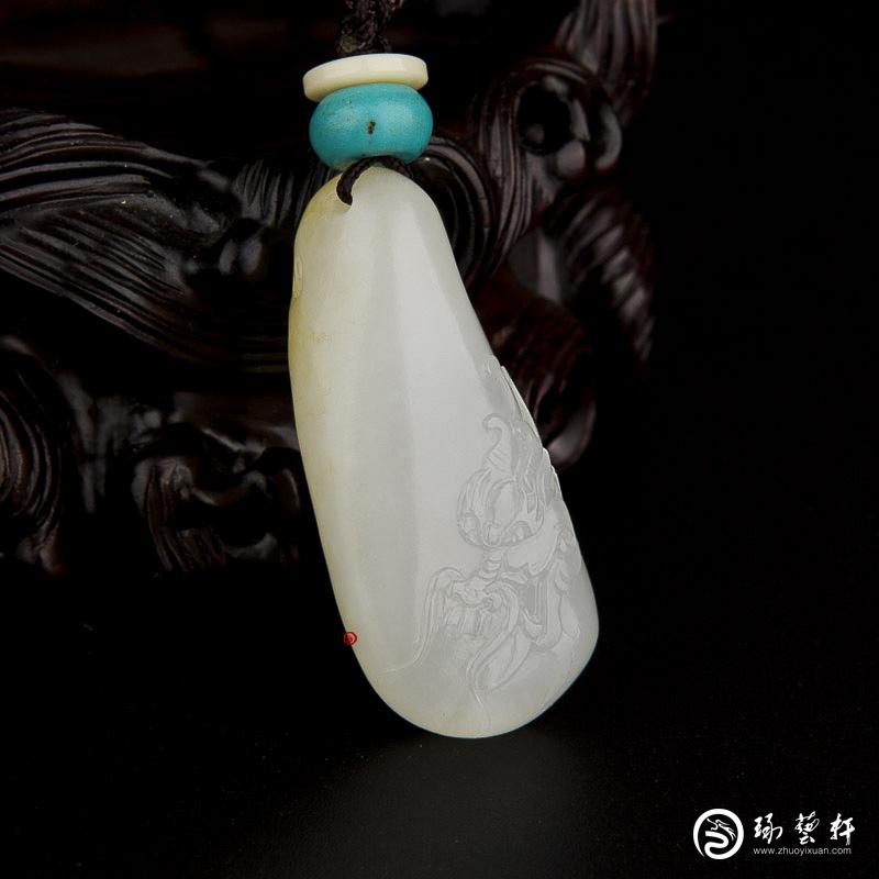 【琢藝軒】新疆和田玉黃皮一級白玉籽玉掛件 十二生肖-龍 11克