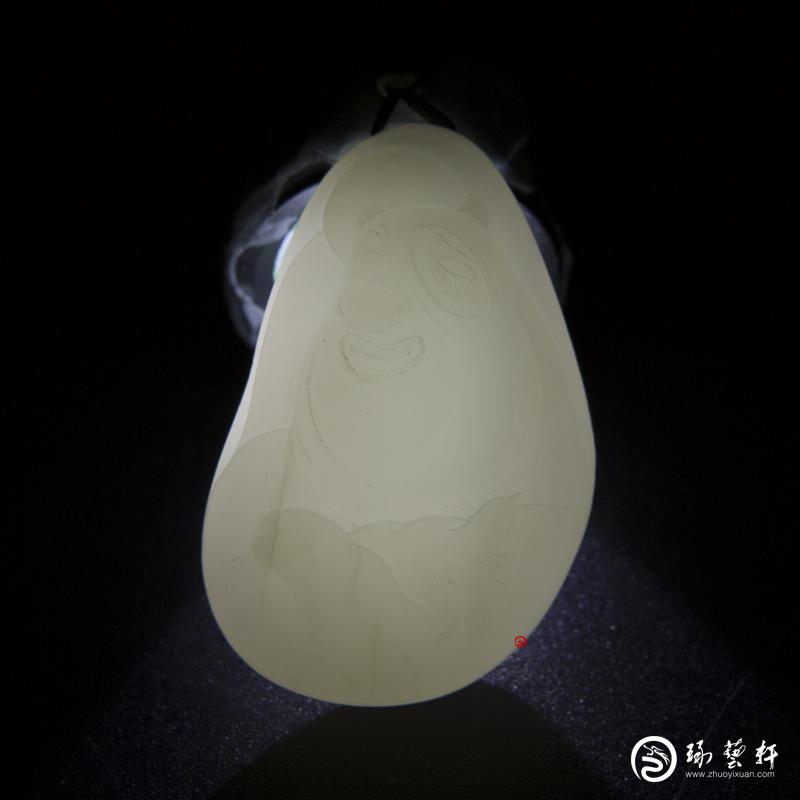 【琢藝軒】新疆和田玉白皮一級白玉籽玉掛件 熊出沒之熊大 23克