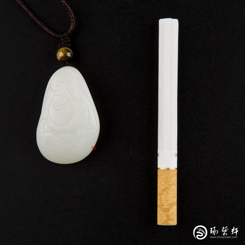 【琢藝軒】新疆和田玉白皮一級白玉籽玉掛件 熊出沒之熊大 23克