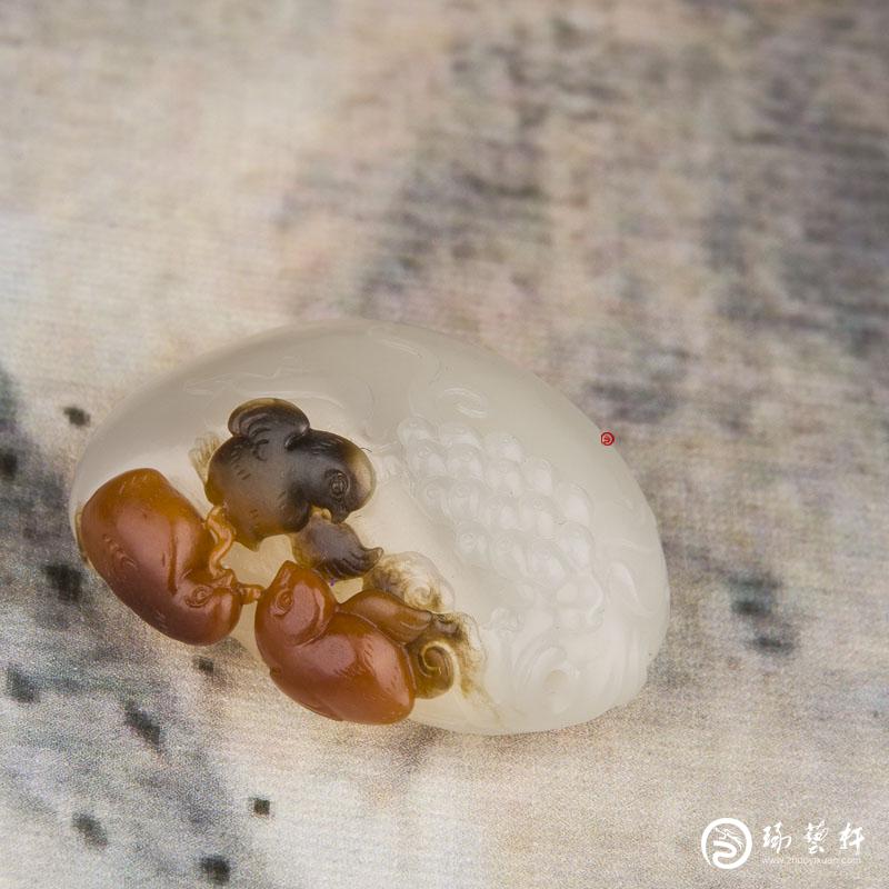 【琢藝軒】俄羅斯玉紅皮黑皮雙色籽玉掛件 安居樂業(yè) 16.8克