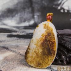 【琢藝軒】新疆和田玉秋梨皮白玉籽玉掛件 國色 45克