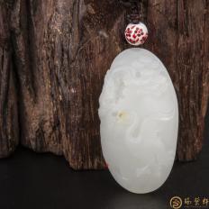 【琢艺轩】新疆和田玉红皮白玉籽玉挂件 一路连科33克