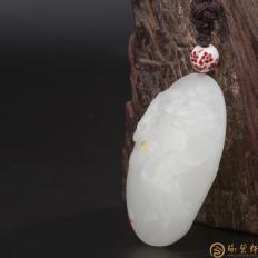 【琢艺轩】新疆和田玉红皮白玉籽玉挂件 一路连科33克