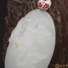 【琢艺轩】新疆和田玉红皮白玉籽玉挂件 一路连科33克