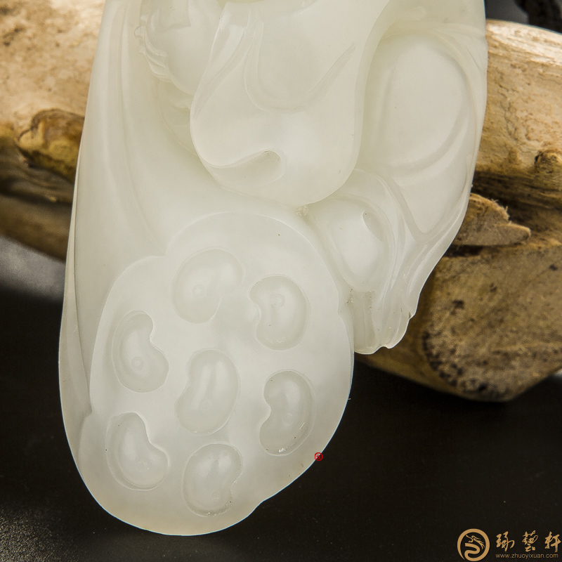 【琢艺轩】新疆和田玉黄皮白玉籽玉把件 欢喜 71.5克