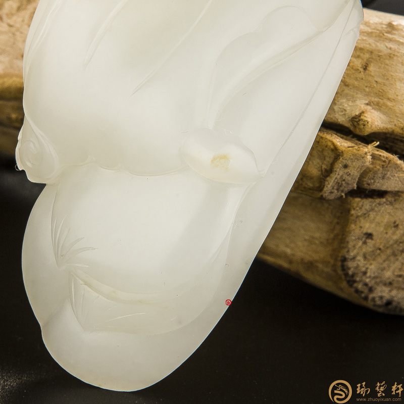 【琢艺轩】新疆和田玉黄皮白玉籽玉把件 欢喜 71.5克