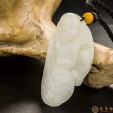 【琢艺轩】新疆和田玉黄皮白玉籽玉把件 欢喜 71.5克