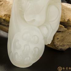 【琢艺轩】新疆和田玉黄皮白玉籽玉把件 欢喜 71.5克