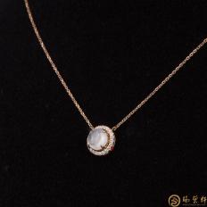【琢艺轩】天然A货冰种翡翠锁骨链18k金镶钻  2.1克