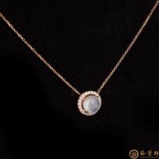 【琢艺轩】天然A货冰种翡翠锁骨链18k金镶钻  2.1克