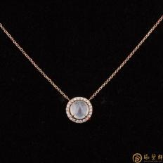 【琢艺轩】天然A货冰种翡翠锁骨链18k金镶钻  2.1克