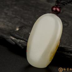 【琢艺轩】新疆和田玉红皮白玉籽料挂件 望月（独籽） 15.4克
