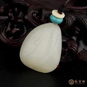 【琢艺轩】新疆和田玉白皮白玉籽玉挂件 十二生肖-牛 18.2克