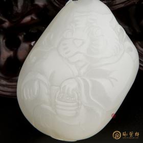 【琢艺轩】新疆和田玉白皮一级白玉籽玉挂件 十二生肖-虎 13.1克