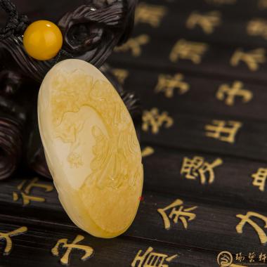 【琢藝軒】新疆黃皮白玉籽玉掛件 悟 15克