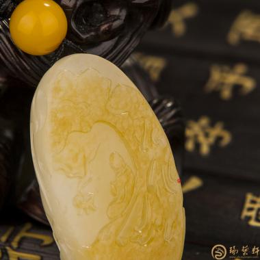 【琢藝軒】新疆黃皮白玉籽玉掛件 悟 15克