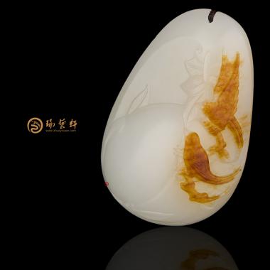 【琢藝軒】新疆和田紅皮一級(jí)白玉籽玉掛件 福壽如意 20.8克