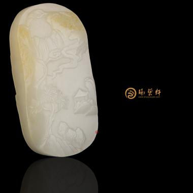 【琢艺轩】新疆和田黄皮白玉籽玉牌子 春色 42.8克