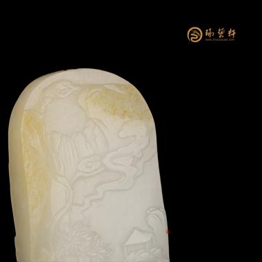 【琢艺轩】新疆和田黄皮白玉籽玉牌子 春色 42.8克