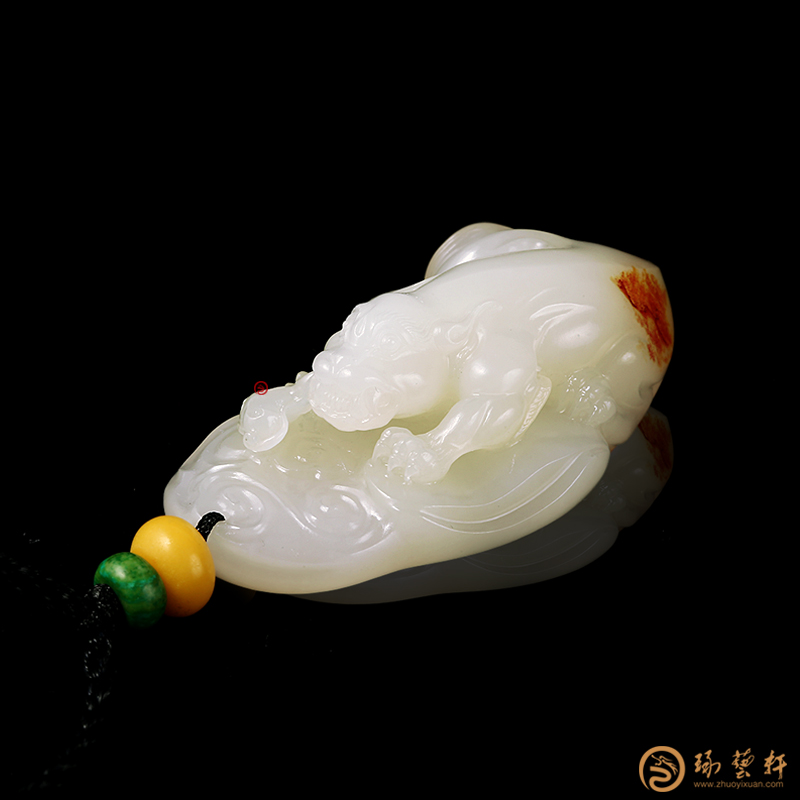 【琢艺轩】新疆和田红皮白玉籽玉挂件 貔貅 29克