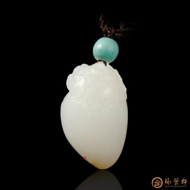 【琢藝軒】新疆和田紅皮一級白籽玉掛件 福壽延年 9克