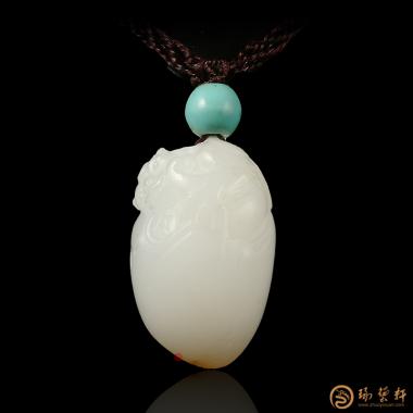 【琢藝軒】新疆和田紅皮一級白籽玉掛件 福壽延年 9克