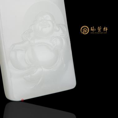 【琢藝軒】新疆和田白皮一級白籽玉牌子 彌勒佛 33.5克