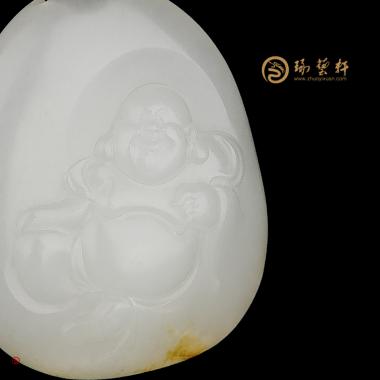 【琢藝軒】新疆和田灑金皮一級白籽玉掛件 彌勒佛 14克