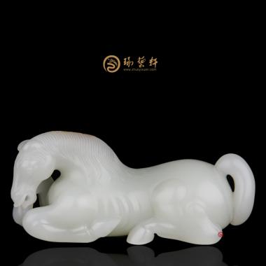 【琢藝軒】新疆和田紅皮白玉籽玉把件 馬到功成 125克 