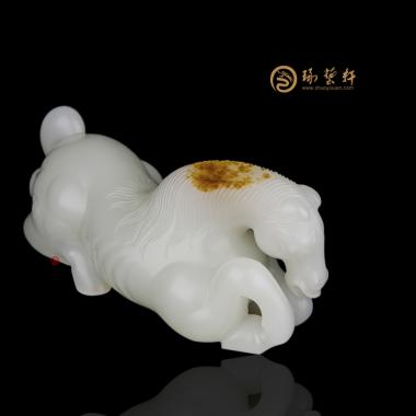 【琢藝軒】新疆和田紅皮白玉籽玉把件 馬到功成 125克 