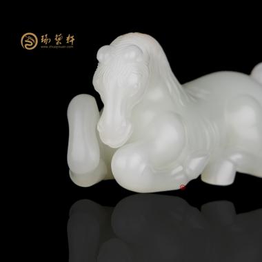 【琢藝軒】新疆和田紅皮白玉籽玉把件 馬到功成 125克 