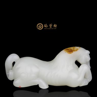 【琢藝軒】新疆和田紅皮白玉籽玉把件 馬到功成 125克 