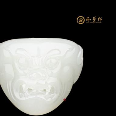 【琢藝軒】新疆和田白皮白玉籽玉掛件 獸面 22.3克