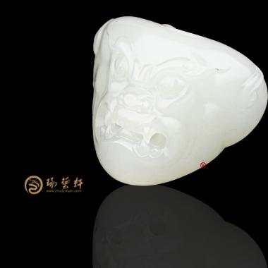 【琢藝軒】新疆和田白皮白玉籽玉掛件 獸面 22.3克