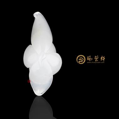 【琢艺轩】新疆和田白玉籽玉挂件 莲花 5.5克