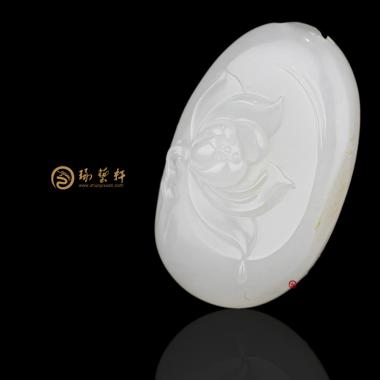 【琢艺轩】新疆和田白皮羊脂白籽玉挂件 荷花 13.4克