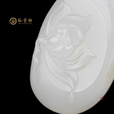 【琢艺轩】新疆和田白皮羊脂白籽玉挂件 荷花 13.4克