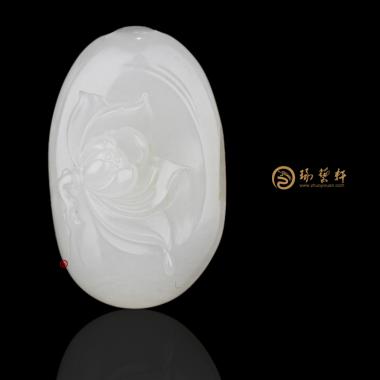 【琢艺轩】新疆和田白皮羊脂白籽玉挂件 荷花 13.4克