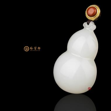 【琢艺轩】新疆和田红皮一级白籽玉挂件 福禄 18.5克