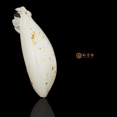 【琢艺轩】新疆和田红皮白玉籽玉挂件 兰花 10.4克